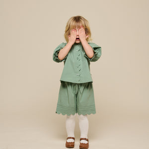 Popelineshorts mit Muschelkante - Kids - Dusty Green | 101045 Joy