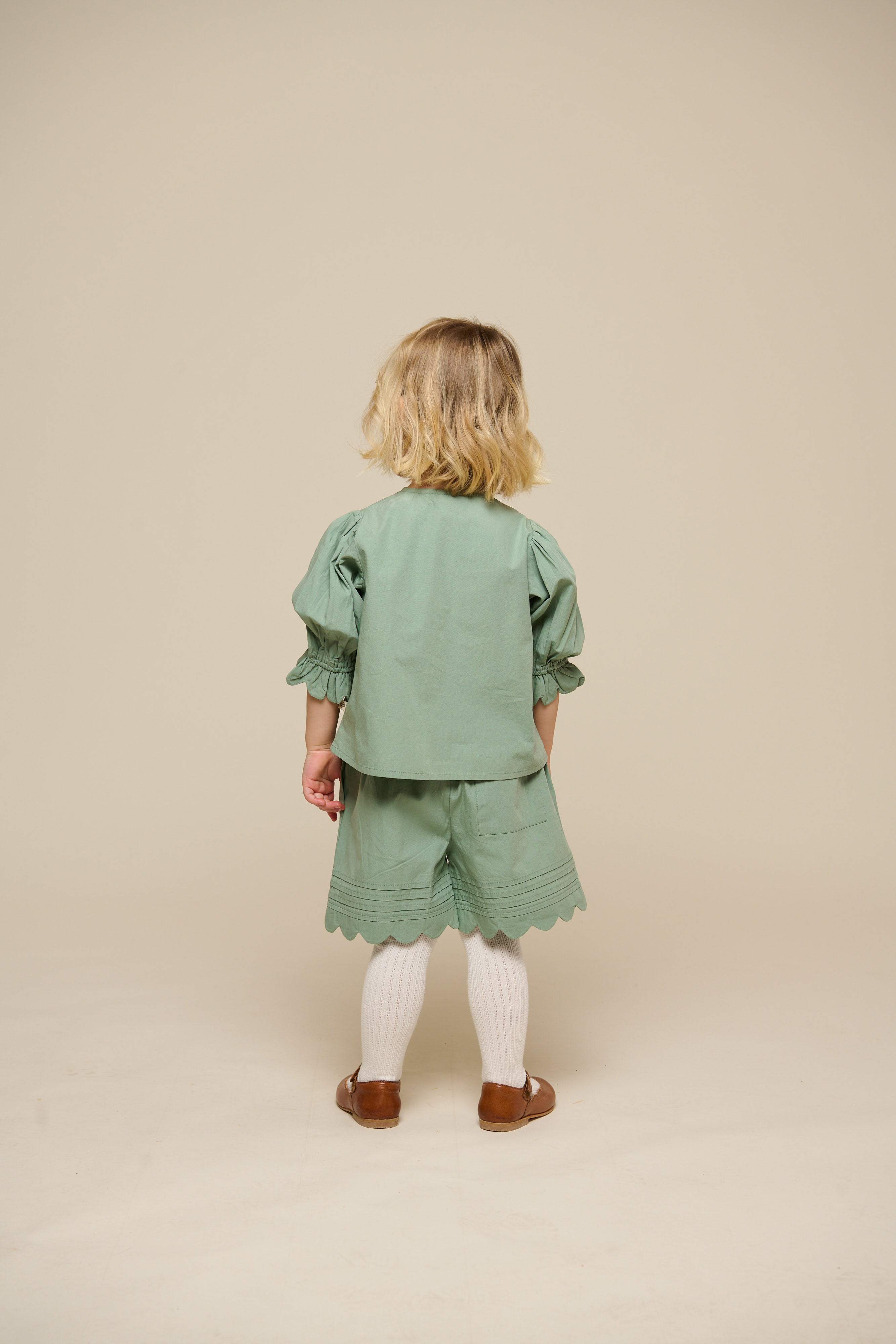 Popelinebluse mit Muschelkante - Kids - Dusty Green | 101047 Joy