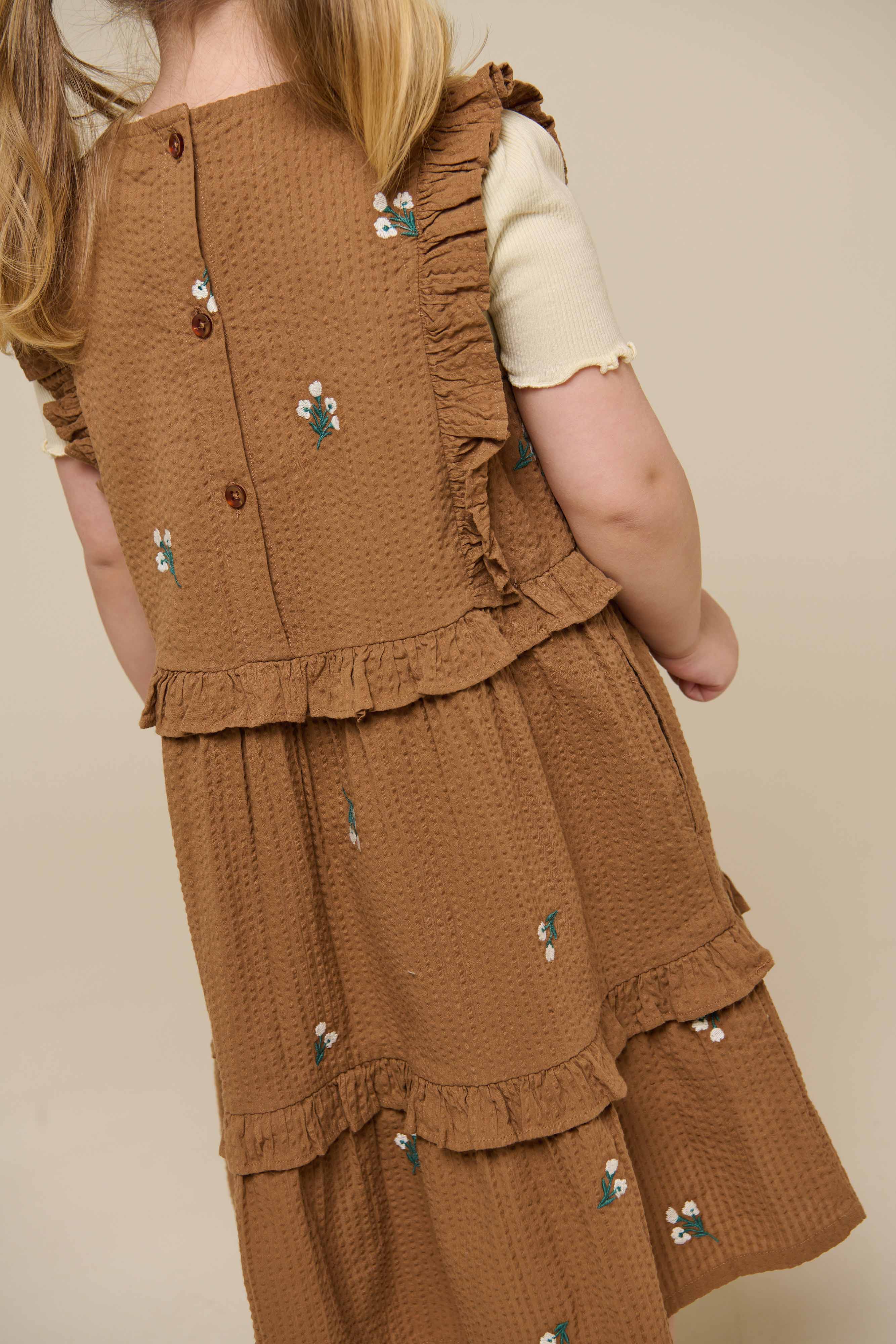 Besticktes Seersucker-Kleid - Kids - Coconut | 100978 Nora