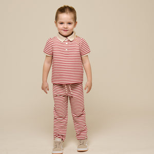 Gestreiftes Jersey-Poloshirt - Kids - Cherry Red | 101002 Emmie
