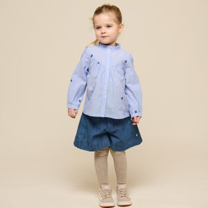 Embroidered Chambrey Shirt - Kids - Light Blue | 101058 Rose