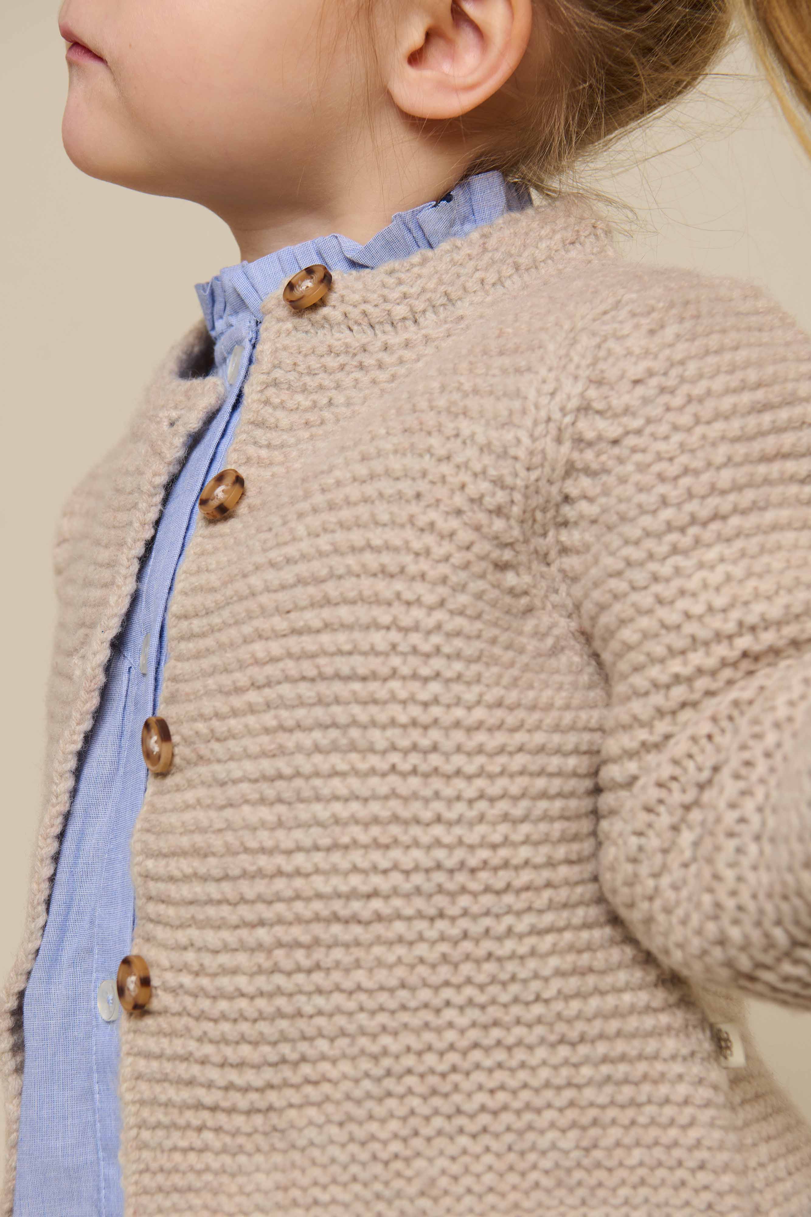 Strickjacke aus Wolle - Kids - Caffe Latte Melange | 100874 Maya