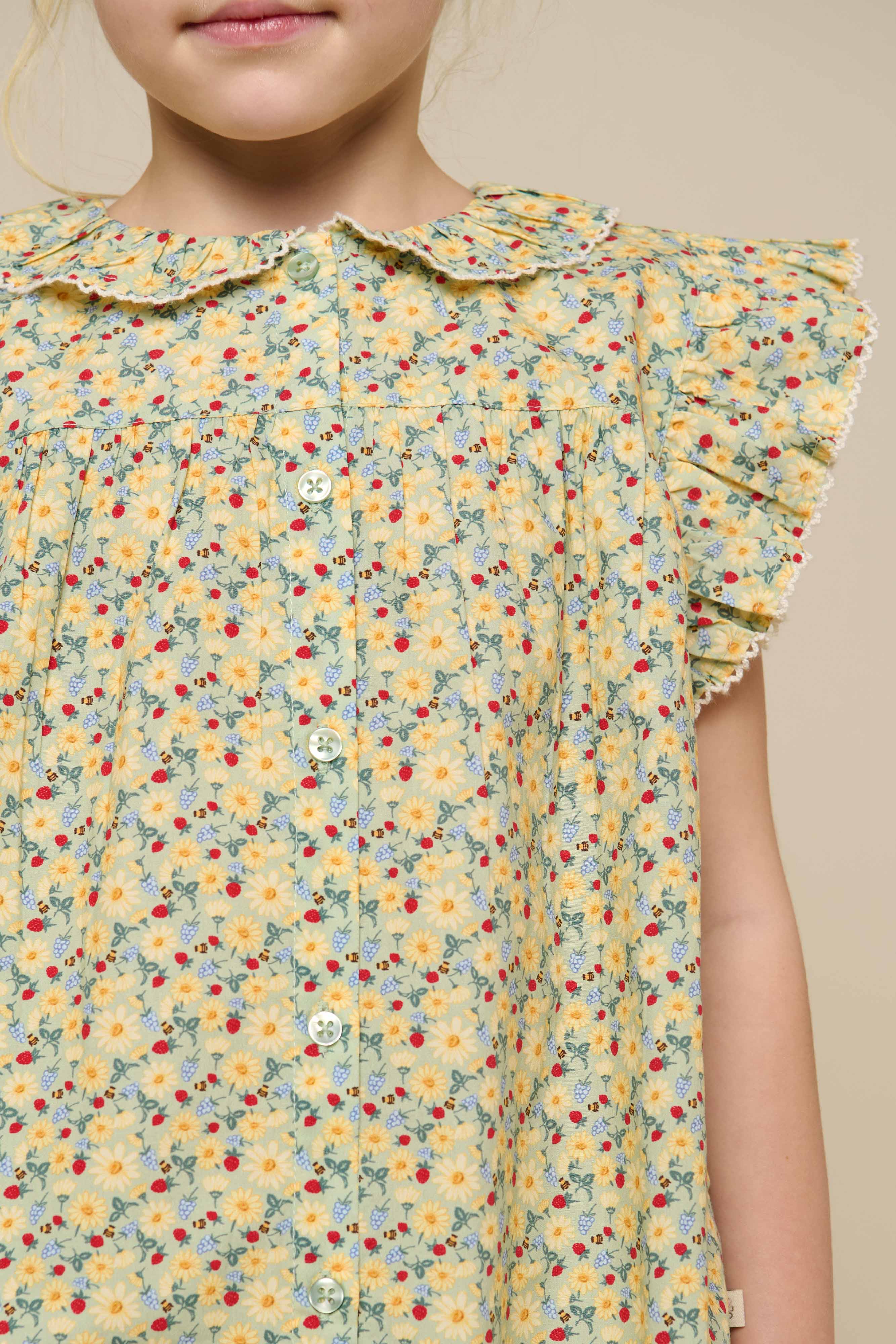 Poplin-Rüschentop mit Blumenprint - Tween - Green | 100951 Poppy